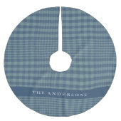 Vintag Rustic Blue Glen Kariert Personalisiert Polyester Weihnachtsbaumdecke (Vorderseite)