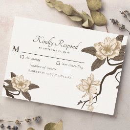 Vintag Rustic Magnolia Wedding RSVP Begleitkarte