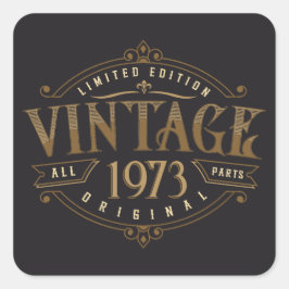 Vintag Rustikal 1973 Quadratischer Aufkleber