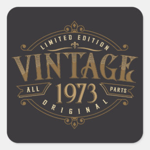 Vintag Rustikal 1973 Quadratischer Aufkleber