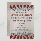 Vintag Rustikal 4. Juli GRILLEN Party Einladungen (Vorne/Hinten)