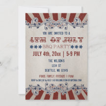 Vintag Rustikal 4. Juli GRILLEN Party Einladungen