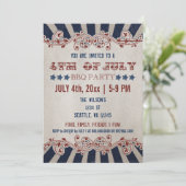 Vintag Rustikal 4. Juli GRILLEN Party Einladungen (Stehend Vorderseite)