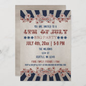 Vintag Rustikal 4. Juli GRILLEN Party Einladungen (Vorne/Hinten)