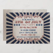 Vintag Rustikal 4. Juli GRILLEN Party Einladungen (Vorne/Hinten)