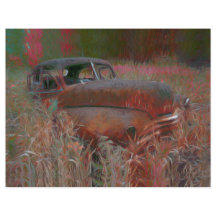 Vintag Rustikal Braun Rosa Auto Alte Kunst