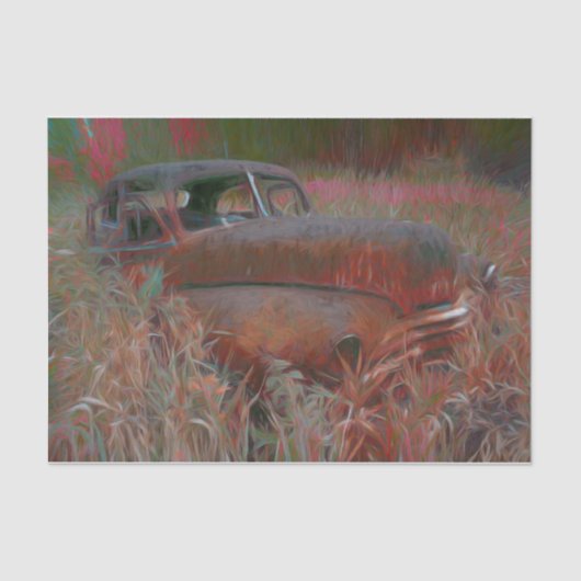 Vintag Rustikal Braun Rosa Auto Alte Kunst Seidenpapier (Vorderseite)