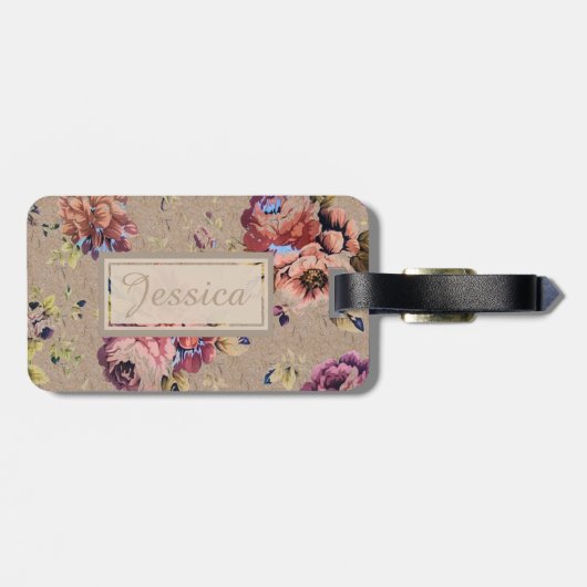 Vintag Rustikal Personalisiert Gepäckanhänger (Rückseite horizontal)