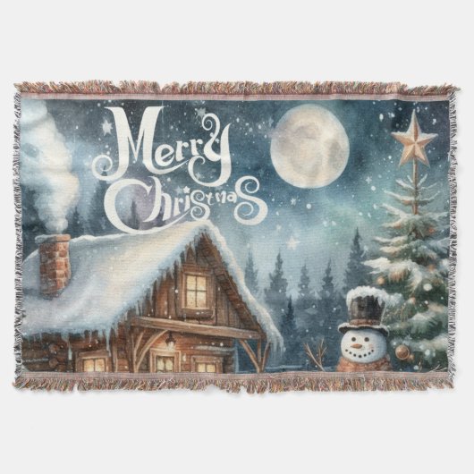 Vintag/rustikal/Schneemann/Weihnachten Decke (Vorderseite)