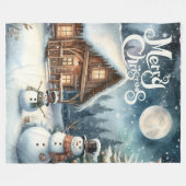 Vintag/rustikal/Schneemann/Weihnachten Fleecedecke (Vorderseite (Horizontal))