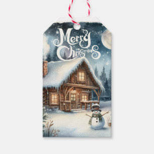 Vintag/rustikal/Schneemann/Weihnachten Geschenkanhänger