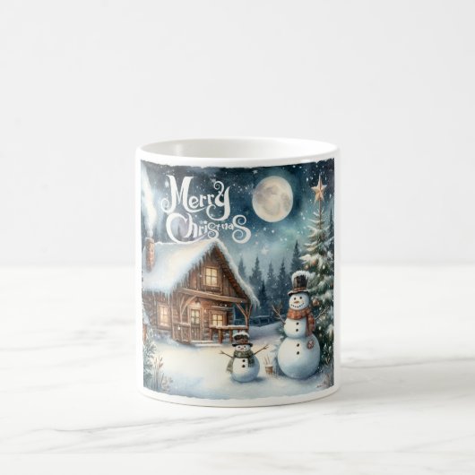 Vintag/rustikal/Schneemann/Weihnachten Kaffeetasse (Mittel)
