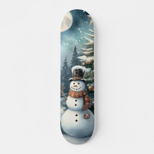 Vintag/rustikal/Schneemann/Weihnachten Skateboard (Vorne)