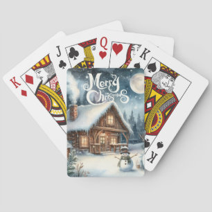 Vintag/rustikal/Schneemann/Weihnachten Spielkarten