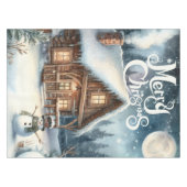 Vintag/rustikal/Schneemann/Weihnachten Tischdecke (Vorderseite (Horizontal))