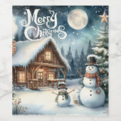 Vintag/rustikal/Schneemann/Weihnachten Weinetikett (Einzelnes Label)