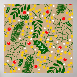 Vintag Rustikale Grüne Heilige Berry Weihnachten Poster