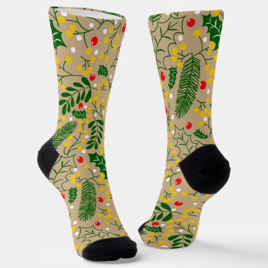 Vintag Rustikale Grüne Heilige Berry Weihnachten Socken (Gewinkelt)