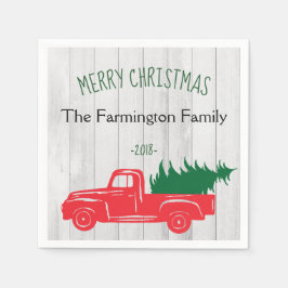 Vintag Rustikale Personalisierte Weihnachtsferien  Serviette