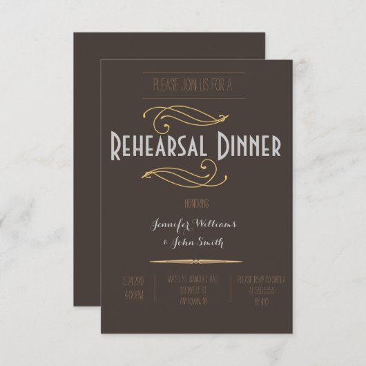 Vintag Rustikale Probe Abendessen Einladung (Vorne/Hinten)