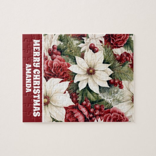 Vintag Rustikale Weihnachtsfeiertage Blätter Kinde Puzzle (Horizontal)