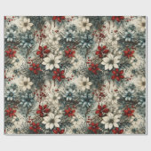 Vintag Rustikale Winterroter Weihnachtsfest Geschenkpapier (Flach)