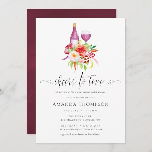 Vintag Rustikaler Charme Weinkultur und Brautparty Einladung (Vorne/Hinten)