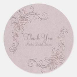 Vintag Rustikaler Glamour Elegante Rose Gastgesche Runder Aufkleber