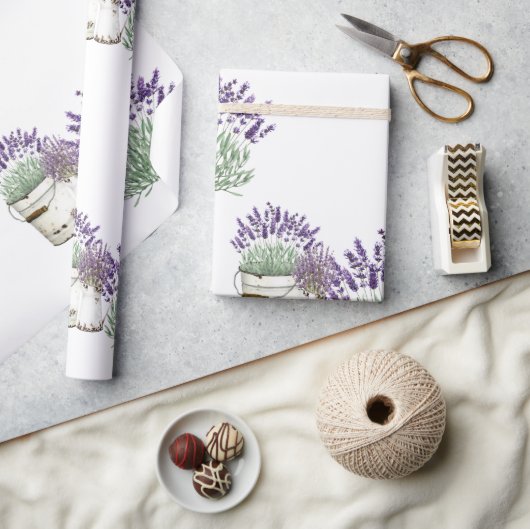 Vintag Rustikaler Lavendel White Geschenkpapier (Basteln)