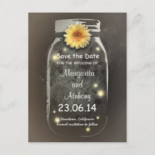 Vintag Rustikaler Whimsical Mason Jar Save the Dat Ankündigungspostkarte