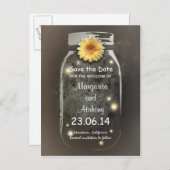 Vintag Rustikaler Whimsical Mason Jar Save the Dat Ankündigungspostkarte (Vorne/Hinten)
