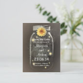 Vintag Rustikaler Whimsical Mason Jar Save the Dat Ankündigungspostkarte (Stehend Vorderseite)