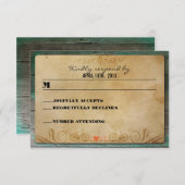 Vintag Rustikales Fahrrad Türkis Holz UAWG RSVP Karte (Vorne/Hinten)