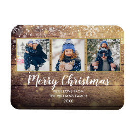 Vintag Rustikales Holz Frohe Weihnachten 3 Foto Magnet