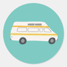 Vintag RV Van Motorhome Campervan Niedlich Zeichne Runder Aufkleber