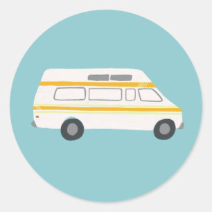 Vintag RV Van Motorhome Campervan Niedlich Zeichne Runder Aufkleber