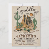 Vintag Saddle Up Western Rodeo Cowboy Geburtstag Einladung (Vorderseite)