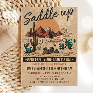 Vintag Saddup Western Cowboy Geburtstagsparty Einladung