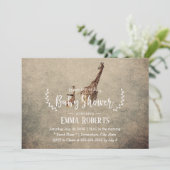 Vintag Safari Giraffe Babydusche Einladung (Stehend Vorderseite)