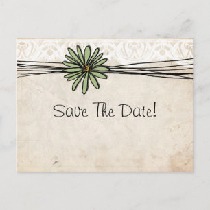 Vintag Sage Daisy Save the Date Ankündigungspostkarte