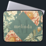 Vintag Sage Floral William Morris Monogram Laptopschutzhülle<br><div class="desc">Dieses schlichte und dennoch elegante Design besticht durch ein elegantes, von William Morris inspiriertes Muster in schlauem Grün, weichem Pfirsich und cremefarbener Blüte. Schützen Sie Ihren Laptop oder Ihr Tablett stilvoll. Fügen Sie einen Namen hinzu, um ihn zu personalisieren. Macht ein großartiges Weihnachts- oder Muttertagsgeschenk. Erstellt von der einfachen Farmhouse...</div>