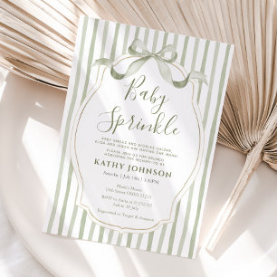 Vintag Sage Green Baby Sprinkle Bow Ribbon Einladung
