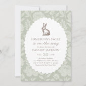 Vintag Sage Green Bunny Baby Dusche Einladung (Vorderseite)