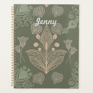 Vintag Sage Green Floral Personalisiertes Notebook Planer