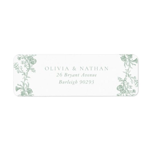 Vintag Sage Green Floral Wedding Rücksendeadresse (Vorne)