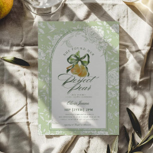 Vintag Sage Green Perfect Pear Pair Brautparty Einladung