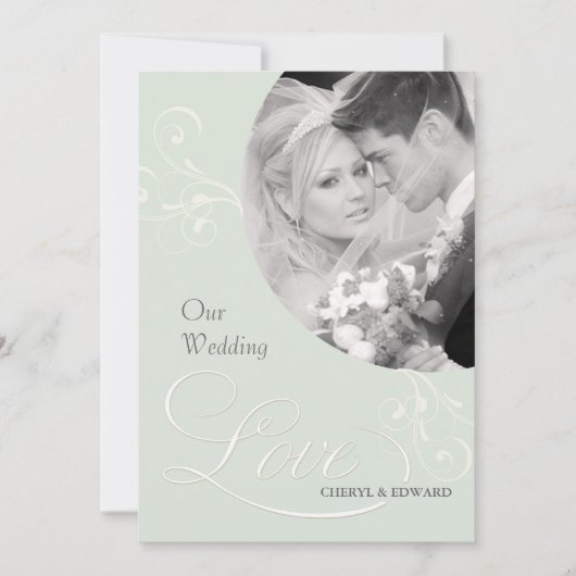 Vintag Sage Green Wedding Einladungen mit Foto (Vorderseite)