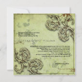 Vintag Sage Love Birds Hochzeitseinladung Einladung (Rückseite)