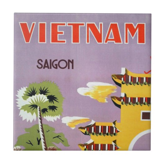 Vintag Saigon Vietnam Travel Fliese (Vorderseite)
