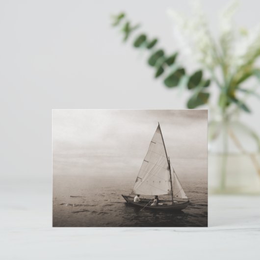 Vintag Sailboat Postcard Postkarte (Stehend Vorderseite)